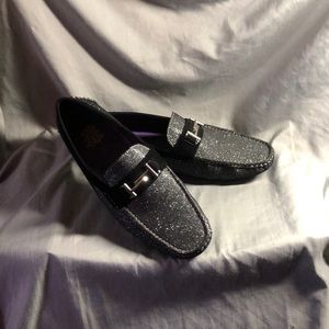 Men’s Shiny Silver Prom Loafers